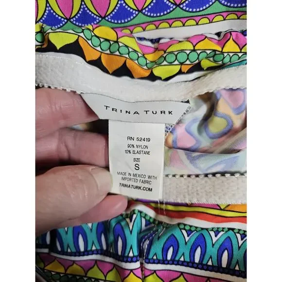 Trina Turk Peruvian Stripe Romper Swim Cover-Up Women’s S Strapless Tropical - Picture 3 of 9